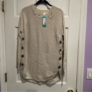 RD Style Rowca Side Button Cotton Blend Sweater